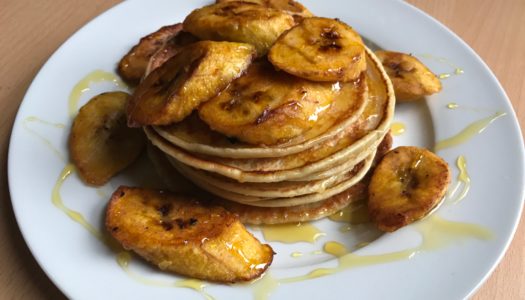 Pancakes with plantain & syrup glaze